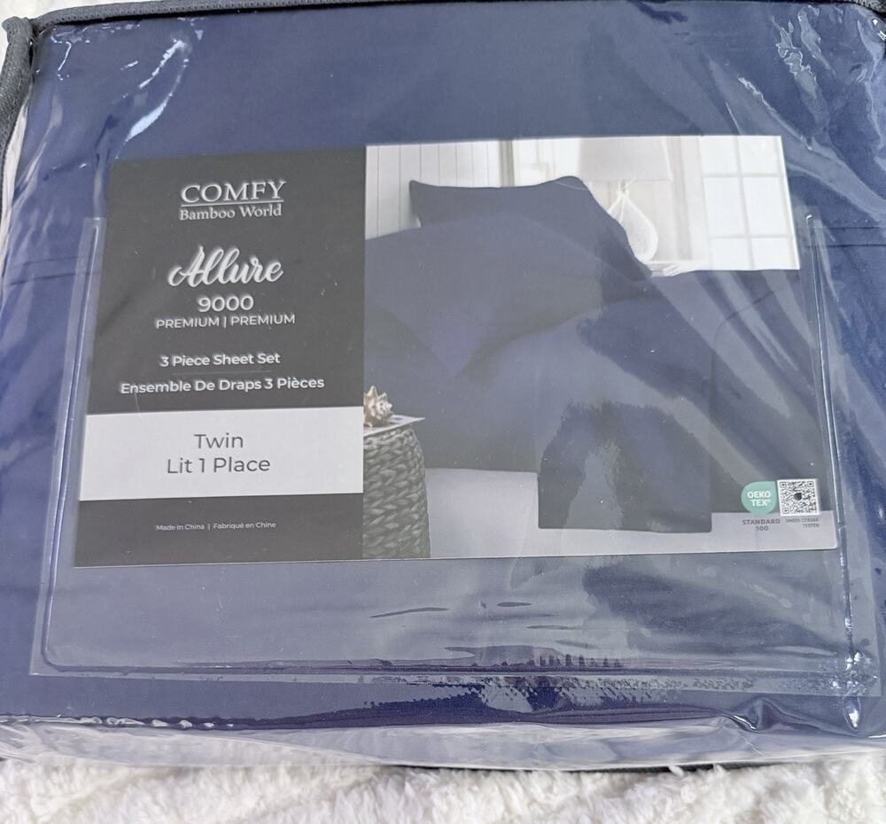 Comfy Bamboo World Allure Premium 9000 Series twin Size Sheets In Navy Blue